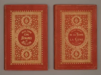 Capa do livro "Cinco semanas em balão" e "Da Terra à Lua" de Jules Verne