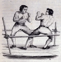 Boxeadores Daniel Mendoza (1764-1836) e Richard Humphreys (Humphreys) em 1790. Gravura do século XIX