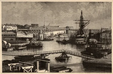 Brest - Le port militaire - Finistere - Bretagne - gravura em "PATRIE" - DESCRIÇÃO PECTURESSE DE LA FRANCE EN 6 VOLUES BY LUCIEN HUARD - final do século XIX
