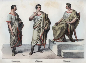 Candidatos - Orador - Censor romano - gravura de «Usi e Costumi di Tutti i Popoli dell
