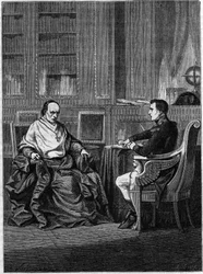 O Cardeal Giambattista Caprara, nomeado Legat em Paris por Pio VII, foi recebido em Malmaison por Napoleão Bonaparte em 1801.