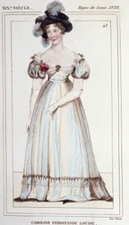 Caroline Ferdinande Louise de Nápoles, Duquesa de Berry (1798Ð1870). Esposa do Duque de Berry. Gravura a partir de 1830.