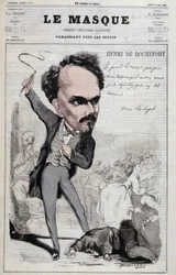 Desenho animado por Henri de Rochefort (1831-1913), jornalista e político francês que exibiu posições republicanas hostis ao pior. em "Le Masque" de 1867