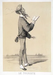 Desenho animado de um turista inglês por volta de 1866.