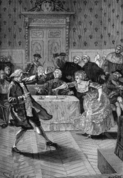 Caso do colarinho, o julgamento (1785 -1786). Jeanne de Valois-Saint-Remy (Valois Saint Remy), Comtesse de La Motte (Lamotte) ou Comtesse de La Motte Valois (Lamotte-Valois, La Motte-Valois) (1756-1791) lança um castiçal