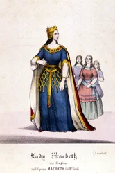 Personagem de Lady Macbeth na ópera "Macbeth" de Giuseppe Verdi (1813 - 1901) após o trabalho de William Shakespeare. 1847. Gravura.