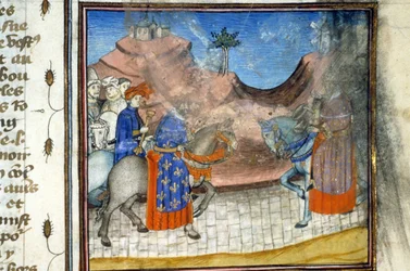 Carlos VI. Miniatura (512, 452r): Pedido de autorização para a Biblioteca Municipal de Toulouse (tel: 05 62 27 66 66)