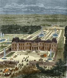 Chateau de Vaux Le Visomte (Vaux-Le-Vicomte) na época do rei Luís XIV. Gravura do século XIX.
