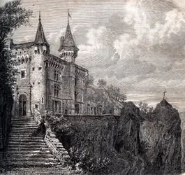 Chateau de la Rochelambert (chateau-de-la-rochelambert) em Saint Paulien - Haute-Loire - Auvergne-Rhone-Alpes - gravura por volta de 1867