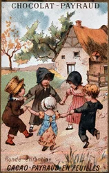 Jogo redondo para crianças, publicidade a chocolate Payraud, v. 1895