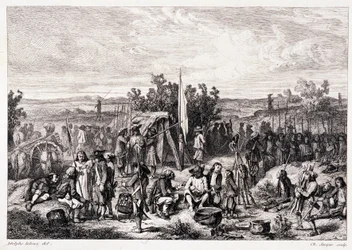 Chouans au bivouac - em "La bretagne ancienne et moderne" de Pitre-Chevalier, editado por W. Coquebert