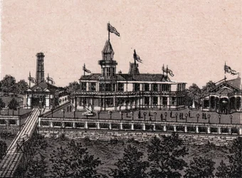 Cincinnatti, Estados Unidos: vista da Highland House. in "The world illustrates 168 views" Undated (final do século XIX)