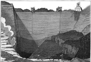 Indústria do carvão: vista das minas de carvão uma Comentry in the Allier. Em "A pitoresca loja" 1835
