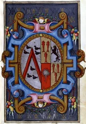 Escudo de armas, "A morte de Rodomont e a sua descida ao inferno".
