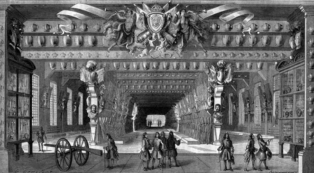 Recolha de armas antigas na Bastilha sob Louis XIV (1643 a 1715).