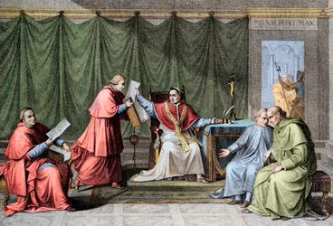 Concordata de 1801 - Assinatura da Concordata entre a França e o Santo Cerco (Santo Cerco), pelo Papa Pio VII (Pio) (1742-1823), 15 de agosto