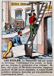 Construção de escolas por trabalhadores - em "Le Figaro", março de 1889.