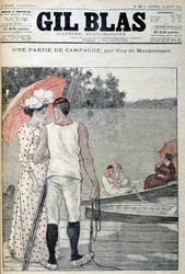 Capa de "Gil Blas" ilustrando "Uma parte da Campanha" de Guy de Maupassant. 14/08/1892.