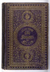 Capa do livro "Cinco semanas en balloon", romance de Jules Verne