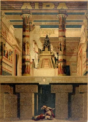 Capa da primeira partitura de "Aida" de Giuseppe Verdi.Ricordi Edition.