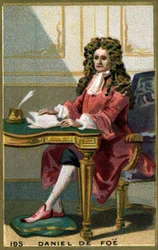 Daniel de Foe ou Defoe (1660 - 1731) escritor e panfletário inglês. Cromolitografia do século XIX.