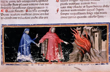 Dante e Virgílio entram pelos portões do inferno (canção 3 do Inferno, na Divina Comédia) - miniatura