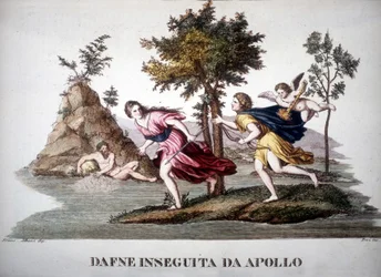 Daphne perseguido por Apollon - em Dizionario mitologico