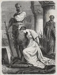 Morte de Katherine Howard, mulher de Henrique VIII, gravura, 1864 - Catherine Hovard ou Catherine Howard (Katherine ou Katheryn)