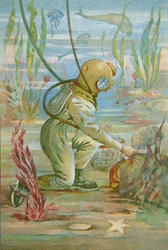 Deep Sea Diver, c.1890 (cor litho)