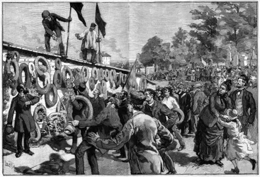 Manifestação dos anarquistas em Pere Lachaise em frente ao enterro dos federais em 27 de maio de 1888.