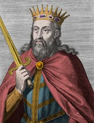 Denis de Portugal (o Rei Agricultor) - Denis I de Portugal (1261-1325) (o Agricultor - o Rei Trovador - o Pai da Pátria - o Liberal) Gravura