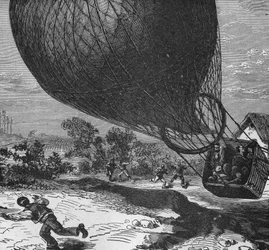 Descida do Balão "Zénith" com os corpos de CrocéSpinelli e Sivel, que morreram de asfixia durante a subida, e Gaston Tissandier desmaiou. In" Album de la Science", Éditions Jouvet