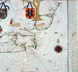 Detalhe de um mapa de Labrador (Markland), leste do Canadá