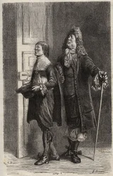 Diafoirus pere et fils - gravação para o "The Imaginary Malad" de Jean Baptiste Poquelin dit Moliere (1622-1673) (O Inválido Imaginário)