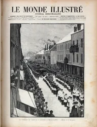 Desastre do poço Sainte Eugenie - O funeral das vítimas do desastre de Montceau les Mines (Montceau-les-Mines) na Borgonha - Gravura em "Le monde illustrious" de 1895
