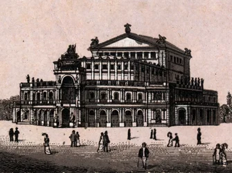 Dresden, Alemanha: vista do Teatro Real em Dresden. em "O mundo ilustra 168 vistas" Sem data (final do século XIX)