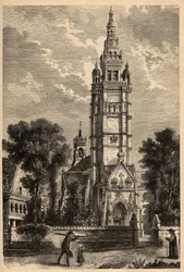 Eglise Notre Dame de Croaz Batz a Roscoff - Finistere - Bretanha - gravura em "PATRIE" - DESCRIÇÃO PECTURESSE DE LA FRANCE EN 6 VOLUES BY LUCIEN HUARD - final do século XIX