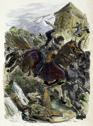 Imperador Othon lutando contra as bandas subornadas do Papa - em "Histoire des popes", de Maurice Lachatre
