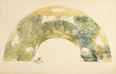 Evantail - Bretões Au Bord De La Mer (Fan - Bretões à beira-mar) (zincógrafo e monotipo com coloração à mão)