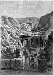 Escavações feitas em Senlis em 1868 - descoberta de arenas romanas ao redor da cidade - Gravura de 1868