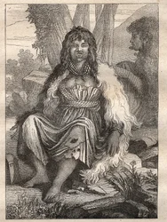 Expedição pelo mundo (1785-1788) por Jean Francois Galaup de La Perouse (1741-1788): tipos de mulheres do porto dos franceses (Alasca) - ilustração tirada de "Les Grands Mariners du 18 century" (Os Grandes Marinheiros do Século XVIII)