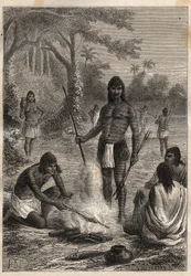 Expedição à América (1799-1804) por Alexander von Humboldt (1769-1859) e Aime Bonpland (1773-1858): Índios Omaguas (Amazônia, Peru) - ilustração de "Os Grandes Marinheiros do Século 18".