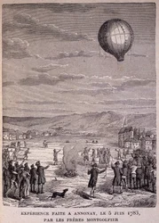 Experiência feita em Annonay em 5 de junho de 1783 pelos Irmãos Montgolfier - em "Les Contemporains", n.d. final do século XIX.