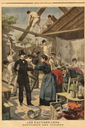 Expulsão e elemento do quartel montado na zona militar no portão de Gentilly. Ilustração no "Le petit journal" 23/06/1895.