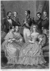 Família de Orleães - gravura em "Histoire de la vie politique et privée de Louis Philippe