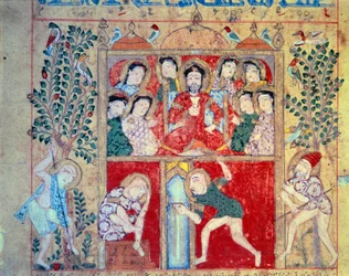 Guerison favorito. Miniatura do manuscrito "Livro do Theriac". Kitab al-Diryaq" (fólio 27) escrito por Claude Galien