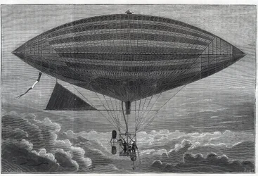 Primeiro aerostato elétrico a helice, experimentado por Albert (1839-1906) e Gaston Tissandier (Tissendier) (1843-1899) Cientista francês, editor da revista "La Nature" na segunda-feira, 8 de outubro