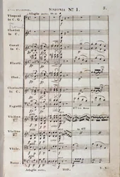 Primeira página da partitura da Symphony no 1 en C majeur opus 21, de Ludwig van Beethoven