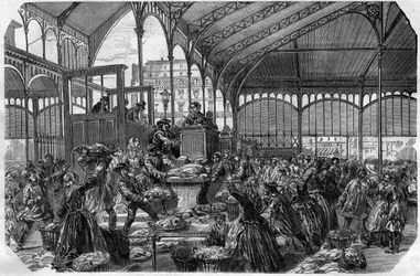 Mercado do Peixe - Mercado Atacadista de Peixe em Paris em 1870