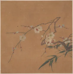 Ameixa em flor e bambu